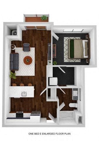 Epic 1 Bed 1 Bath Floor Plan at The Aurilla, Minnesota, 55016